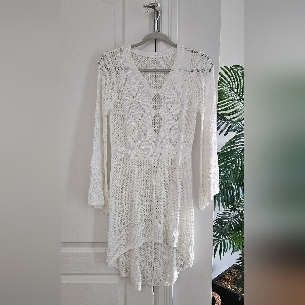 💝White crochet dress/ cover up
